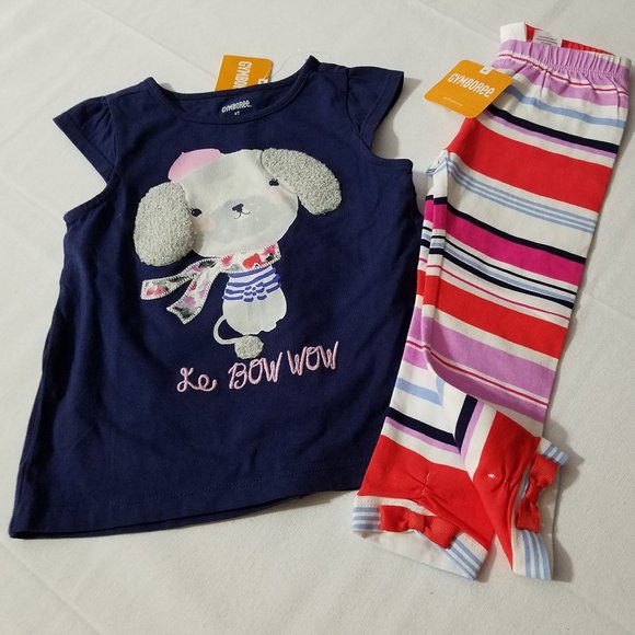 Gymboree Eiffel Flowers 2T NWT shirt & Striped Leggings set. - Picture 2 of 4